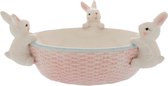 Viv! Vaisselle de Noël et de Pâques - Bol avec trois lapins - céramique - Pâques - rose - 29 cm