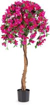 COSTWAY Arbre artificiel avec fleurs, plante artificielle en pot, arbre artificiel avec fleurs d'azalée, plante en pot réaliste, fleur artificielle pour la maison, le bureau, plante d'intérieur, plant décorative, rose