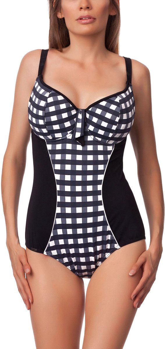 Antie Dames Zwemkleding – Badpak – Zwart/Wit – 38C - AN-MAKIRA-O