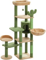 Bol.com Kattenu CatLife - Hoge krabpaal voor katten - Groene krabpaal kat - Kattenboom met katten klimmuur - 150 cm hoog aanbieding