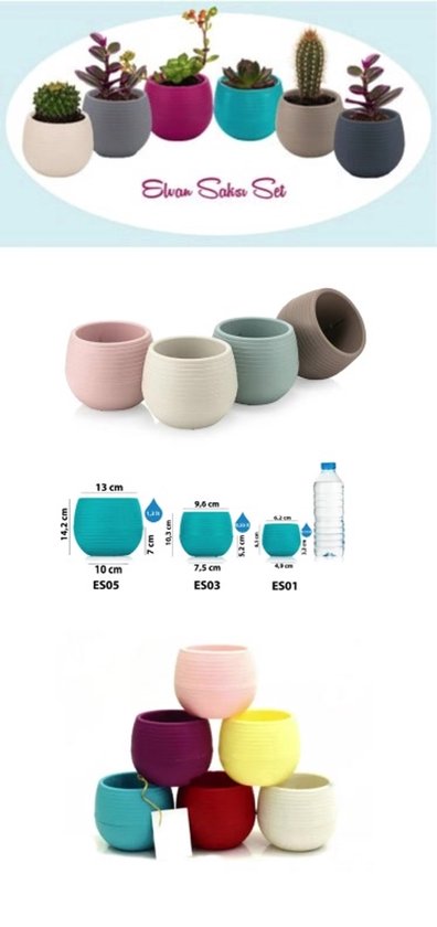 Bloempot 6 stuks met drainagegaten, 16 cm, kunststof bloempot met onderzetter, plantenpot van kunststof, modern, mat, rond, plantenbak voor binnen en balkon, vetplanten, cactus