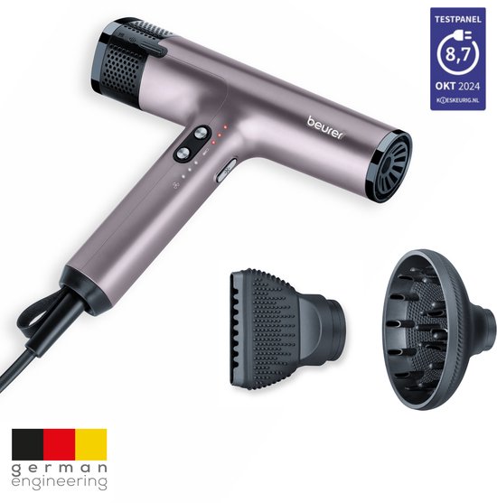 Beurer HC 100 Excellence Föhn - Met Diffuser - Luxe Haardroger met Ionen technologie voor Glanzend haar - Warm & Koud wisselmodus - Droogt haar tot 20 % Sneller - Ultra Licht & Stil