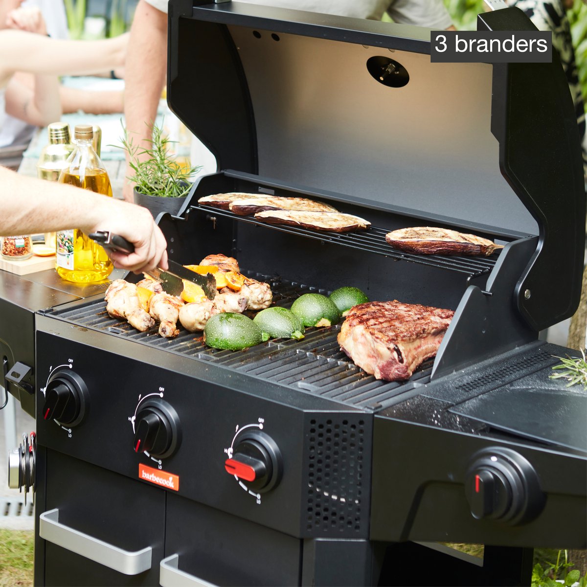Barbecook Luca 312 - Gas Barbecue with Cabinet and Side Burner - Black