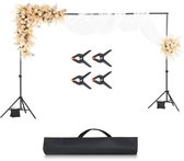 UNIDEAL Achtergrondstandaard, 2 x 2 m, verstelbare set steunen voor achtergrond, greenscreen standaard, fotoachtergrond standaard, achtergrondframe met 4 stuks klemmen voor fotografie, videoportret