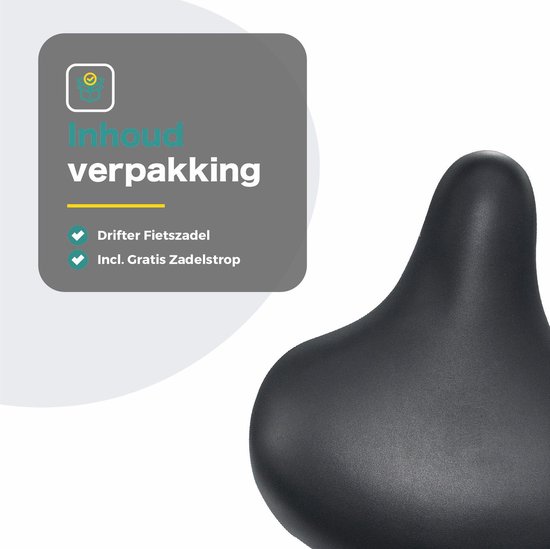 Inhoud verpakking: Drifter fietszadel en gratis zadelstrop.