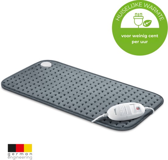Beurer HK 123 Warmtekussen Elektrisch XXL - Heating Pad - 60 x 30 cm - Op hele Lichaam te gebruiken - Snel Warm - Zachte, Behaaglijke Fleece - Mag in Wasmachine - Huiselijke Warmte voor Weinig Cent p/u
