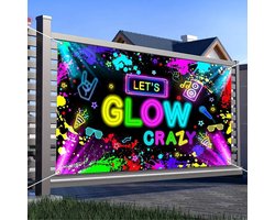 Neon Banner / Spandoek Lets Glow - UV Blacklight - 1.50 x 1 Meter