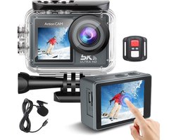 LotaHome – Action Camera – Actiecamera – 5K Full HD – 60 FPS / Wifi / App – 30 Meter Waterdicht – Actiecamera – Haarfijn Beeld – Beeldstabilisatie – Touchscreen – Selfie Camera – Onderwater Camera – Microfoon, Afstandsbediening, 64GB Geheugenkaart –