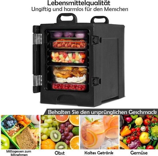 COSTWAY Geïsoleerde voedseldroger, 5 pannen in volledige grootte, 77 liter eindvulling, geïsoleerde voedseldroger, voedselveilig LLDPE-materiaal, draagbare voedselverwarmer met sluiting, ideaal voor kantine en restaurant gebruik van Costway — afbeelding 5