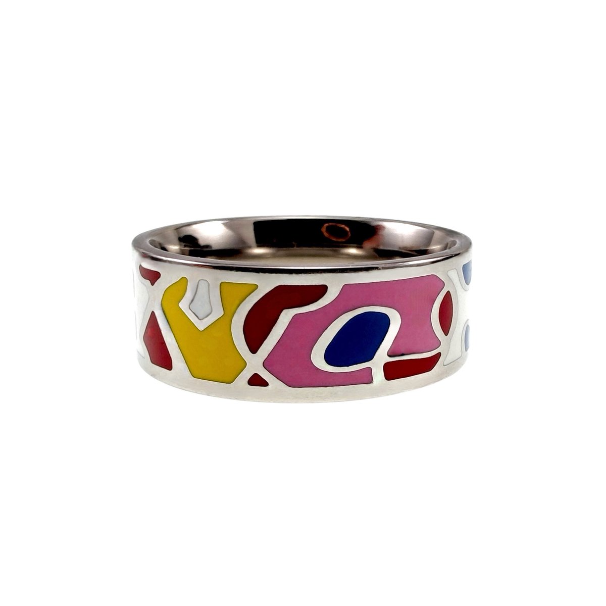 Emaille Ring Dames - Gepolijst RVS - Gekleurde Emaille Ring