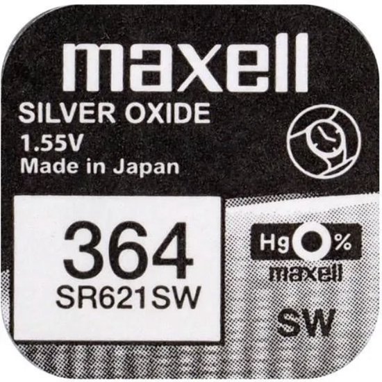 MAXELL 364/SR621SW Pile de montre à pile bouton en oxyde d'argent 2 (deux) pièces