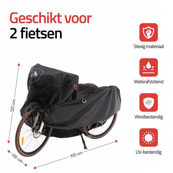 Hikemeister ® Fietsbeschermhoes - fietshoes voor 2 fietsen waterdicht met 6 Anti-Diefstal Ringen - twinnyLoad fietshoes- Zwart 300D van Hikemeister — afbeelding 2