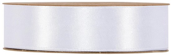 Lint - Wit - 50m x 25mm | Double Satin Classic | Dubbelzijdig Luxe Satijnen Lint | Feestlint op rol | Satijn Lint | Cadeaulint