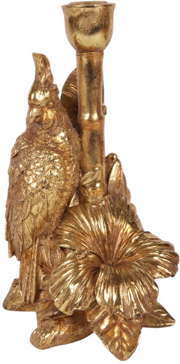 Baroque - Decoratief beeld of figuur - Kandelaar Vogel 25 cm - Goud - Resin - 25x16x13 - Polyresin