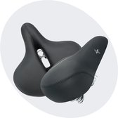 Voltano XXXL Fietszadel - Big City - Zwart - Uitsparing - XXL Zitvlak Extra Breed Zadel – Tegen Zadelpijn – 100% Waterdicht – Inclusief Zadelstrop