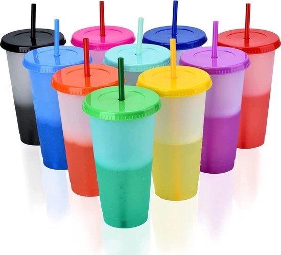 Herbruikbare drinkbekers - 80 stuks plastic bekers met roségouden rand