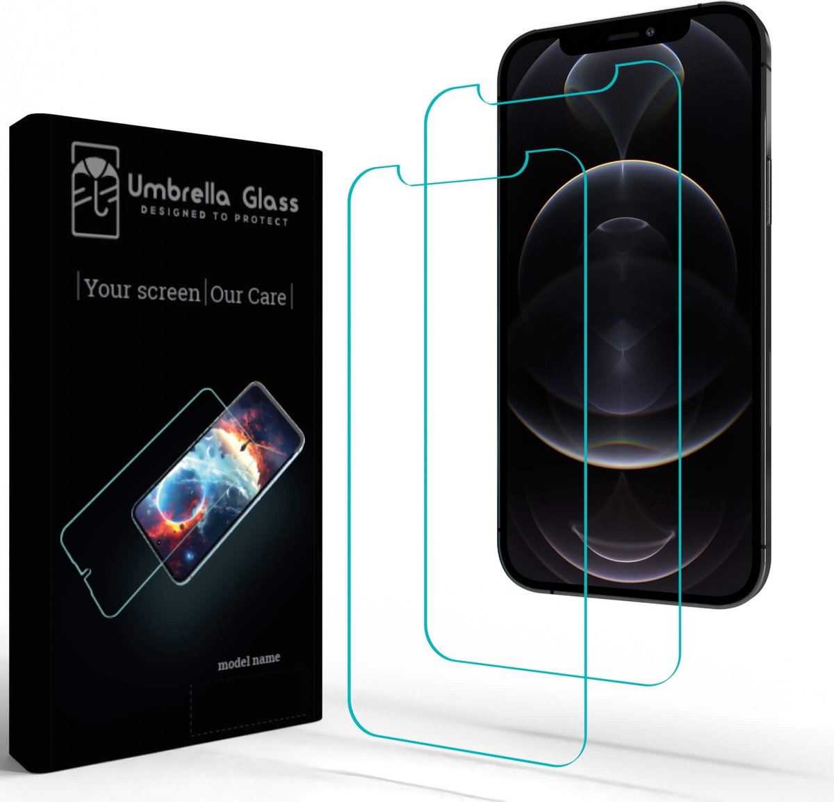 Umbrella Glass Screenprotector - Geschikt voor iPhone 12 Pro Max - A+ Glass clear 0,33mm - 2.5D - 9H