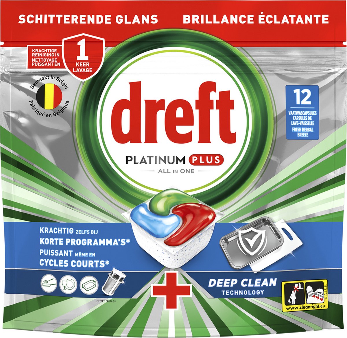 Dreft Platinum Plus All In One Vaatwastabletten - Deep Clean Technologie - 72 Capsules - Voordeelbox — afbeelding 2