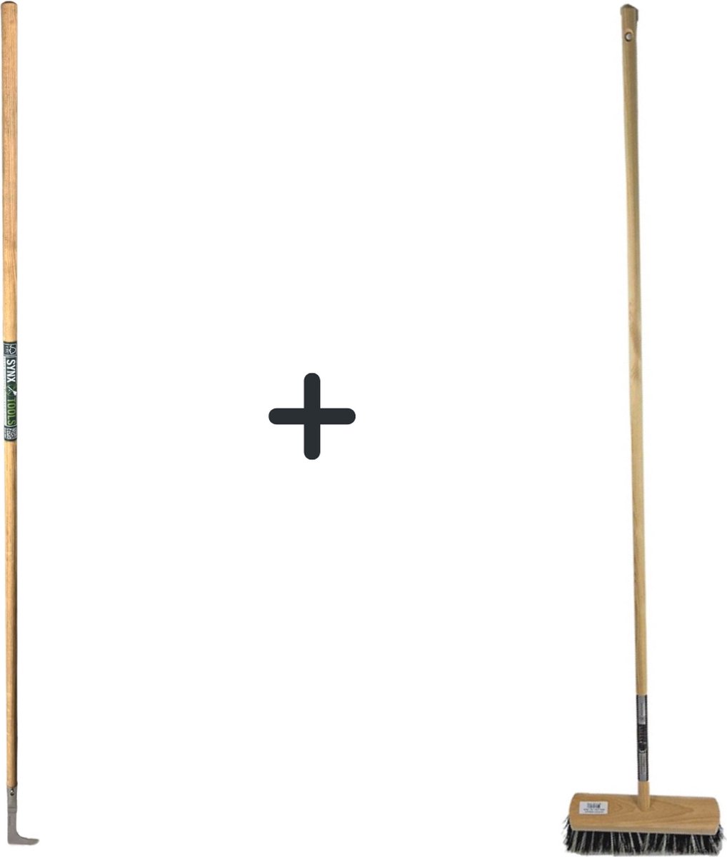 Synx Tools Voegenmes 150 cm en Harde Bezem Old Dutchie - onkruidborstel - onkruidmes - Tuinbezem - Milieuvriendelijke bezem - Old Dutchie Model - Straatbezem - Buiten Bezem met steel 120 cm
