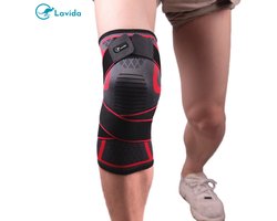 Lavida® Kniebrace -Verstelbare-Orthopedische Kniebescherming-Patellabrace-Kruisband-1 Stuk -Man&Vrouw-Zwart/Rod-OneSize