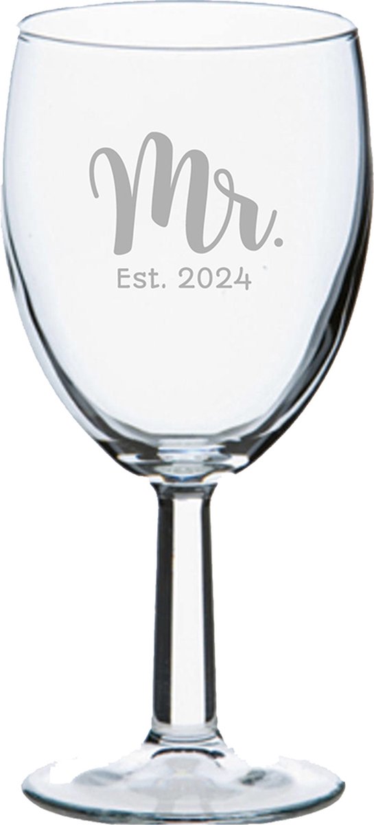 Gegraveerde wijnglas 24,5cl Mr. Est. 2024