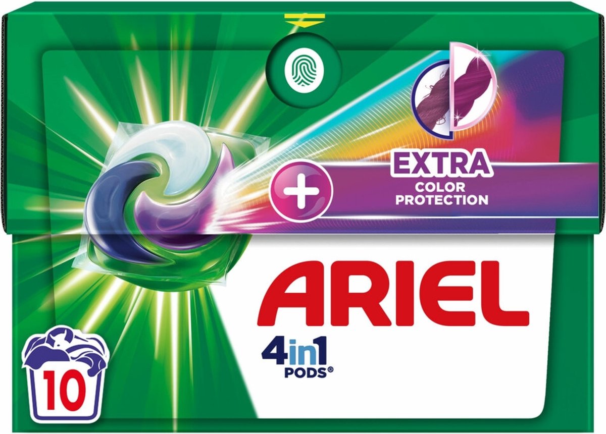 Ariel 4in1 Pods – Extra Kleurbescherming – Wasmiddelcapsules voor Gekleurde Was – 10 Wasbeurten