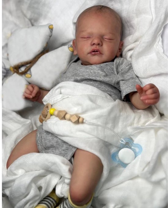 Poupée Reborn Garçon Bébé Yeux Bleus Nouveau-né Baby Réaliste