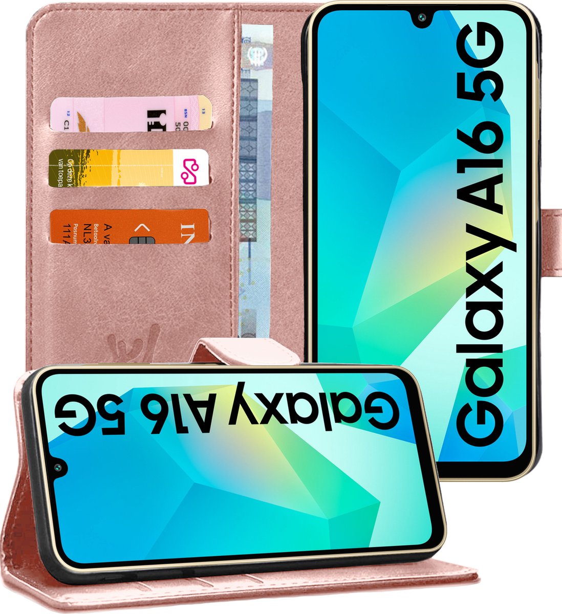 Hoesje geschikt voor Samsung Galaxy A16 - Portemonnee Book Case Rosegoud
