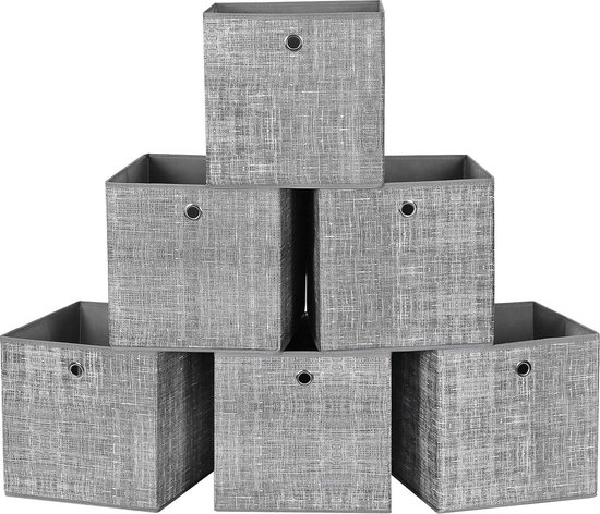 SONGMICS Opbergbox, set van 3, opbergmand, speelgoedopberger, stoffen boxen, 30 x 30 x 30 cm, opvouwbaar, met handvaten, slaapkamer, speelkamer, dinosaurusmotieven, beige RFB704W03