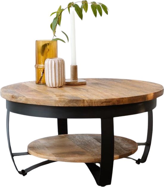 Endüstriyel Vintage Paras Mango ahşap ve demir Metal sehpa seti Modern çiftlik t
