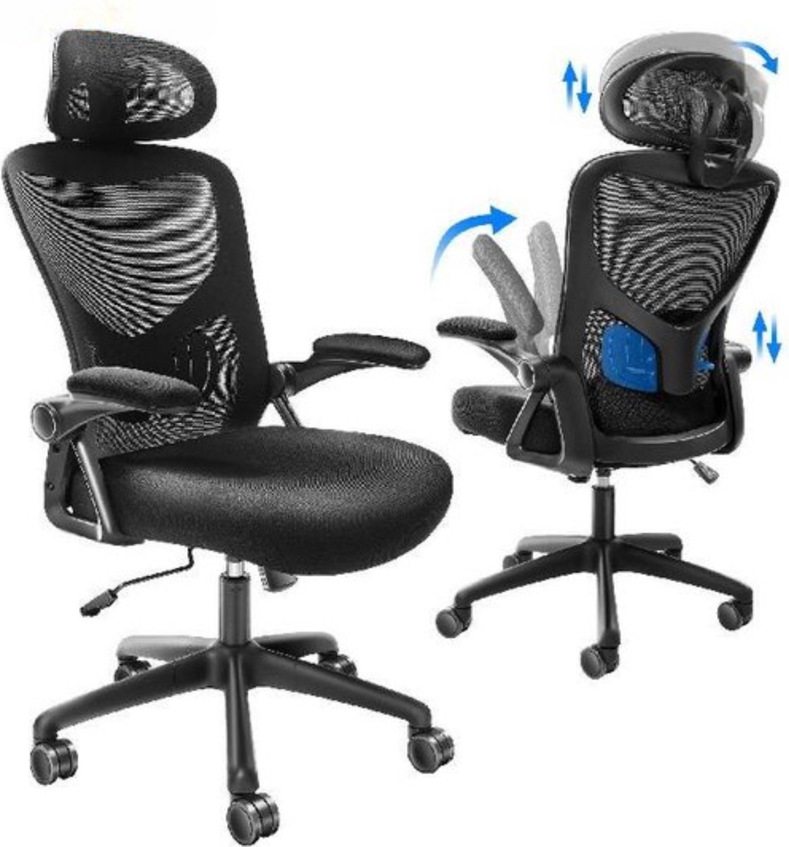 Ergonomische Gamestoel - Verstelbare hoofdsteun en armsteunen - Bureaustoel