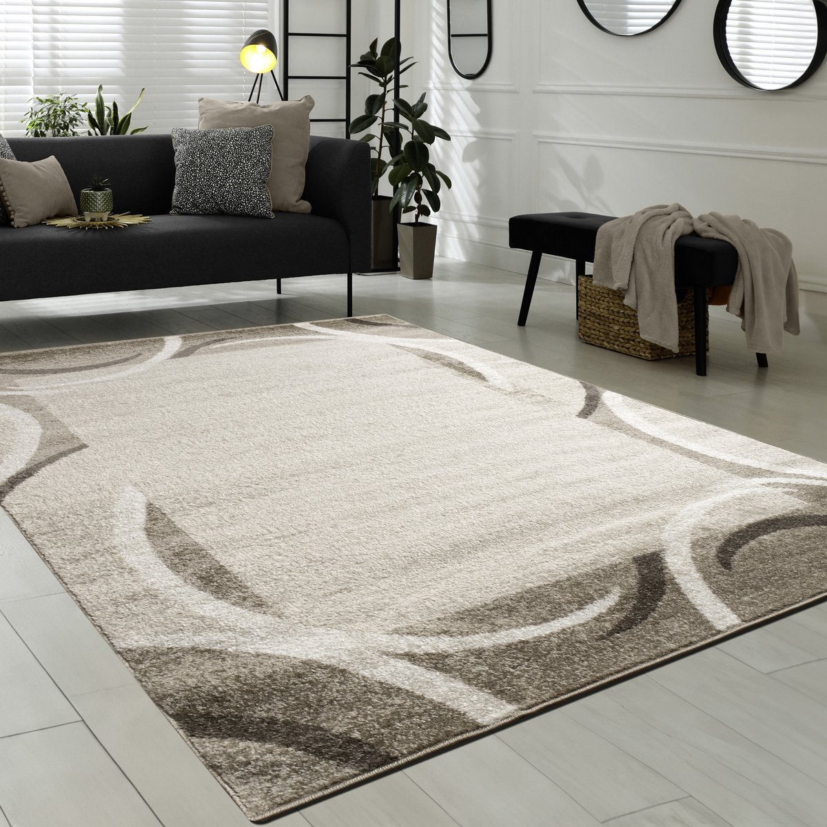 flycarpets Laagpolig Modern Vloerkleed Sinovo - Kader - Bruin