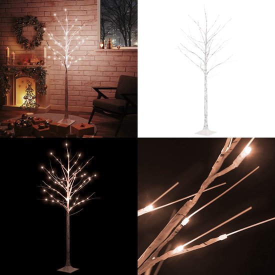 vidaXL Berkenboom LED 96 LED's warmwit 180 cm wit - LED-boom - LED ...