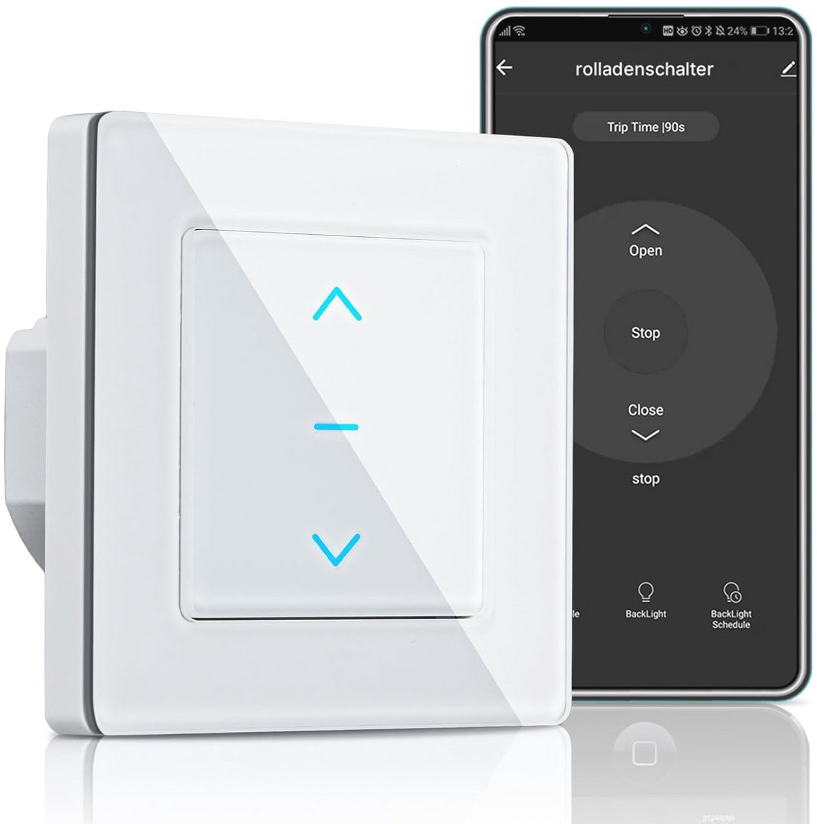 Slimme WiFi Gordijnschakelaar met Touchbediening voor Gemotoriseerde Gordijnen en Rolgordijnen