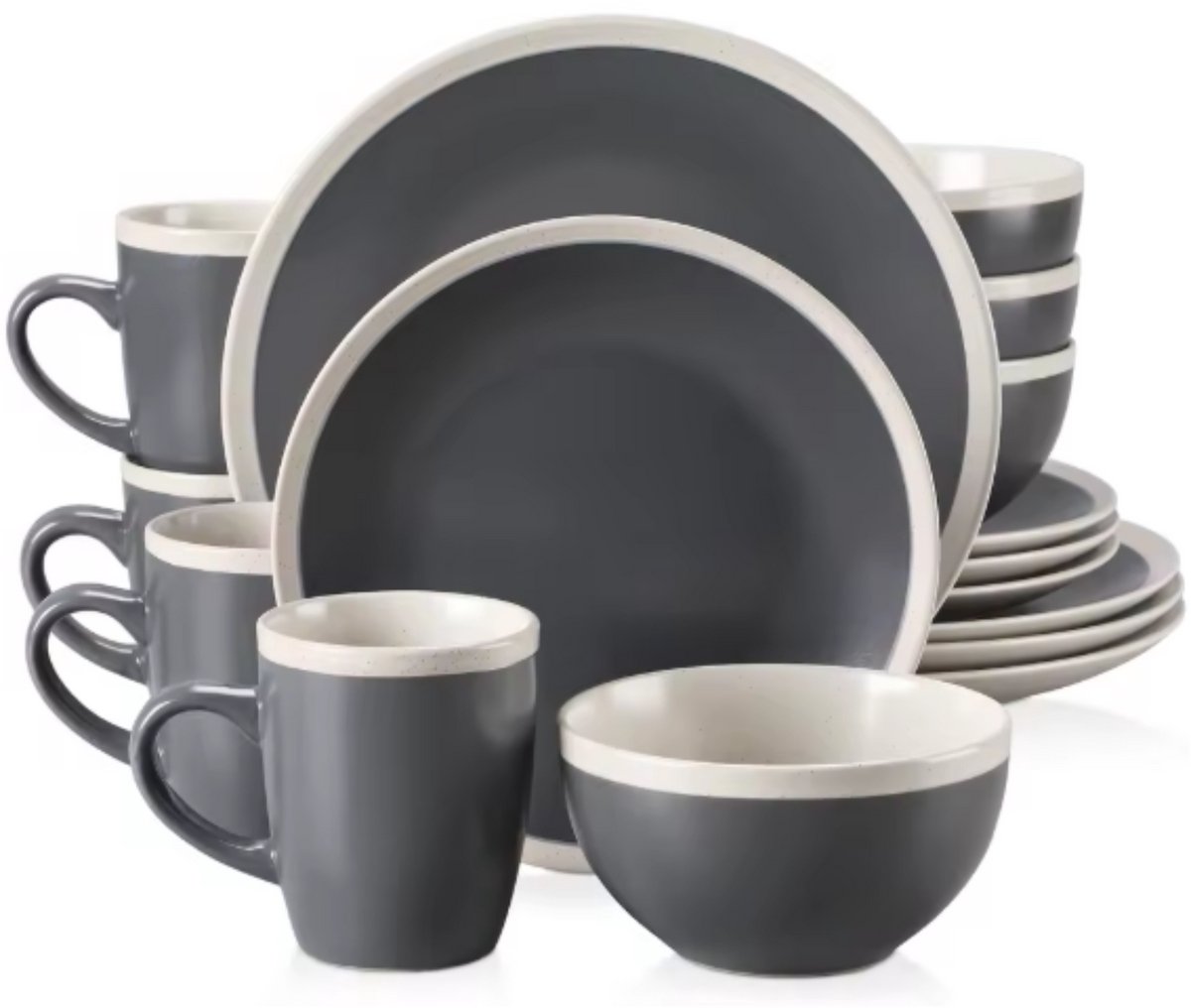 Castella Serviesset - 16 delig - 4 persoons - Grijs - Dinerborden - Bordenset - Diepe borden - Ontbijtborden - Servies - Keukenservies