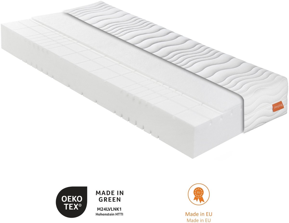 Bodyprotect 120 x 200 cm koudschuimmatras Duo 500 | keerbaar matras met hardheidsgraad 2 en 3 | 7 zones | Made in EU | afneembare hoes van katoenmix, wasbaar op 60 graden | 120 x 200 x 21 cm | wit