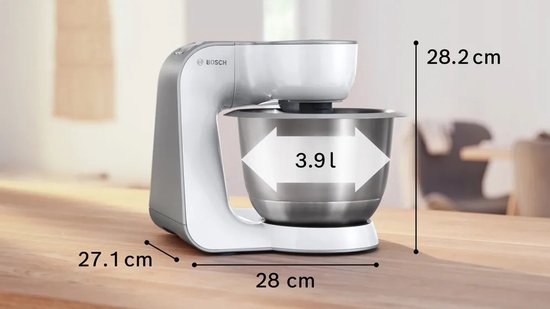 Bosch MUM5 - MUM58200 - Keukenmachine - 1000W - Keukenrobot - Keukenmixer - Mixer met Mengkom - 3.9L - Wit/Zilver van Bosch — afbeelding 5