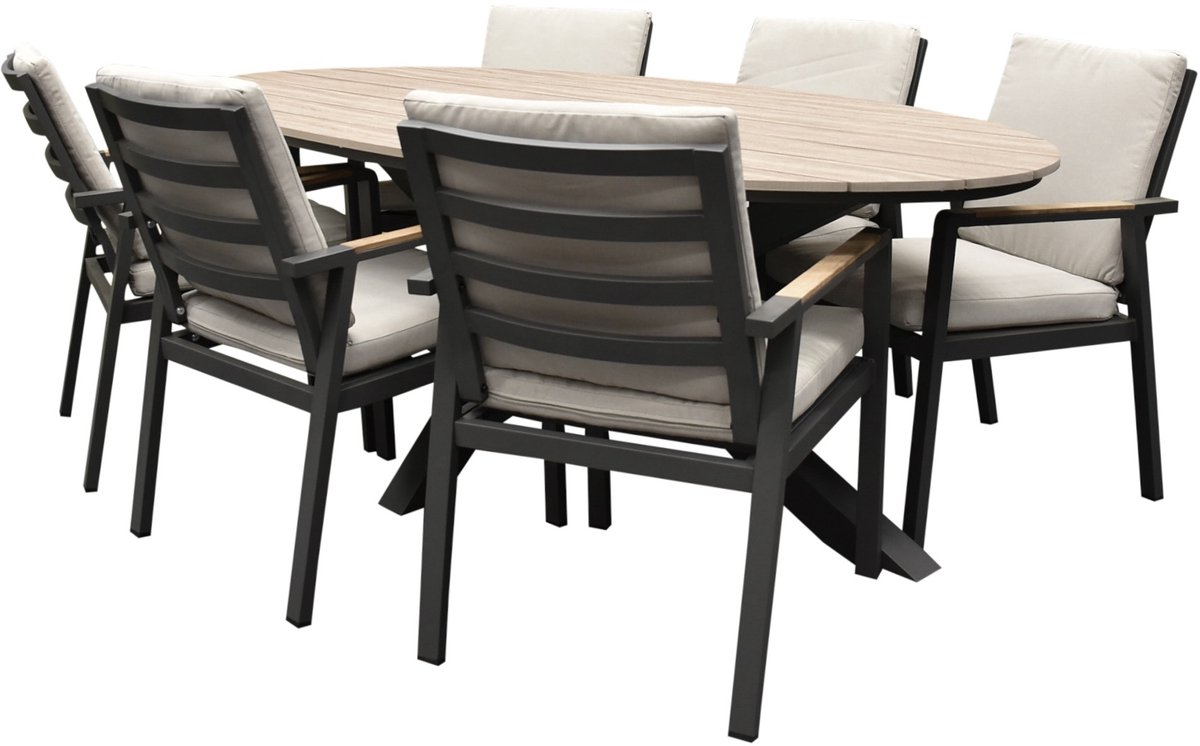 Lola Salvador dining tuinset ovaal 220x115xH75 cm 7 delig polywood