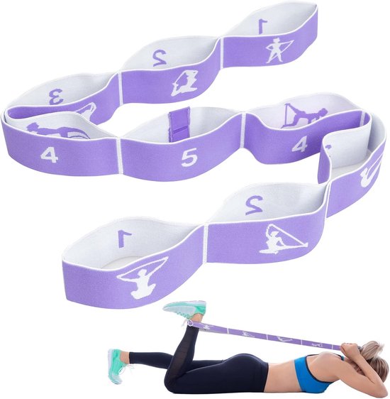 TIESOME Yoga-stretchband met meerdere lussen, stretcher voor fysiotherapie, pilates, dansen, gymnastiek, fitness, thuistrainingen