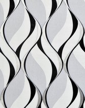 Papier peint rétro EDEM 1054-10 papier peint vinyle légèrement texturé avec un dessin graphique et des accents métalliques gris noir argent platine 5,33 m2