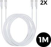 USB-C naar USB-C Oplaadkabels - 2 Stuks - 1 M - 100W - Geschikt voor iPhone 16, iPhone 15, MacBook - 2 USB C Kabels - WiseQ
