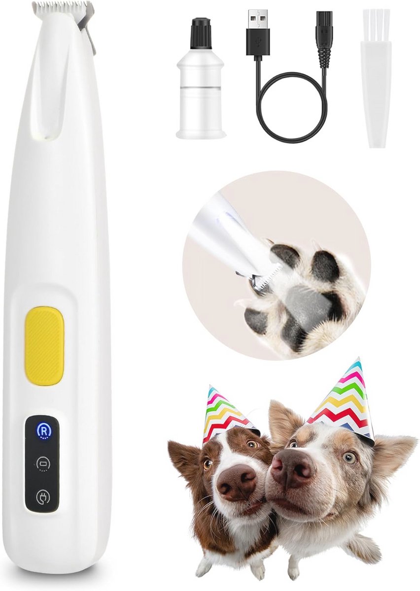 Hondenpoottrimmer met LED-licht en Geluidsarm Ontwerp - Professionele Tondeuse voor Huisdieren