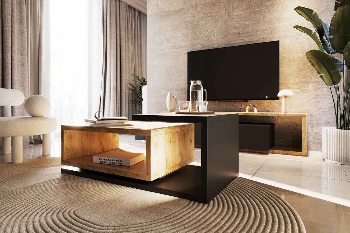 Meubel Square - Salontafel Tron - Antraciet / Eiken - 120cm