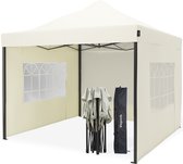 Bol.com LifeGoods Partytent - 3x3 m - Zijwanden - Easy Up - Paviljoen - Opvouwbaar - Waterdicht - Draagtas met Wieltjes - Beige aanbieding
