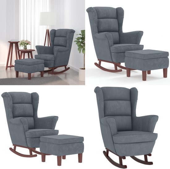 ML-Design Salie Schommelstoel, schommelstoel met badstof look, gevoerde schommelstoel met houten glijders, relaxstoel met armleuningen voor woonkamer/slaapkamer/balkon, relaxstoel, oorfauteuil