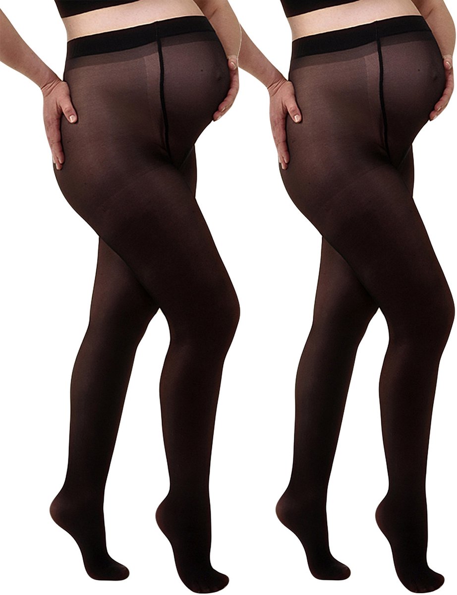 Mamsy - 2-Pack Half-Sheer Zwangerschapspanty 40den - Zwart - L