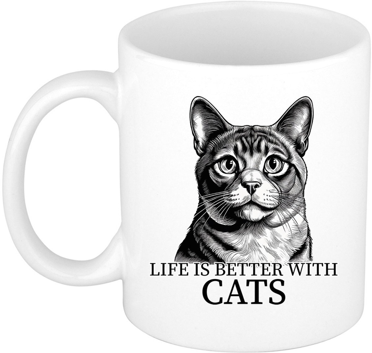 Bellatio Decorations Cadeau mok voor katten liefhebbers - Muchkin - wit - keramiek - 300 ml