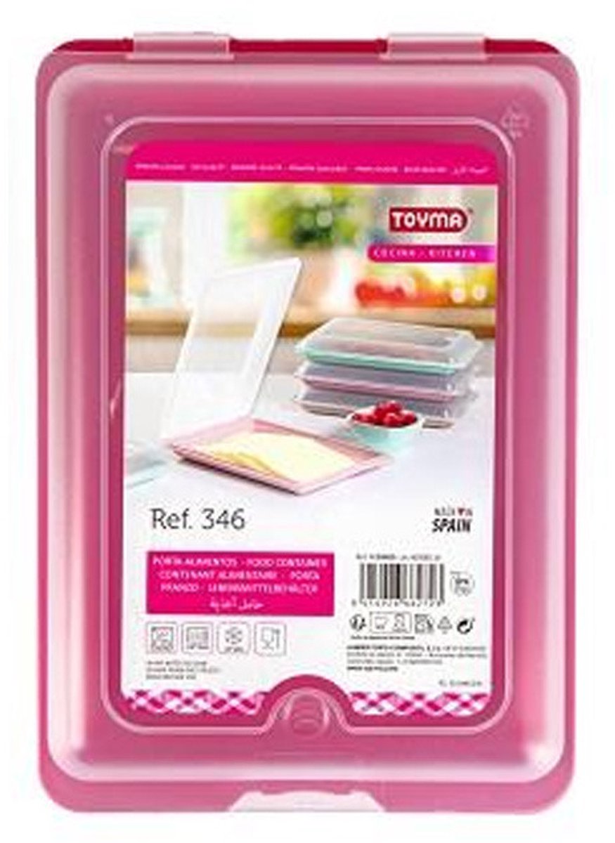 Toyma Vleeswarendoos - roze - kunststof - 24,5 x 17 x 4 cm - vershouddoos / kaasdoos