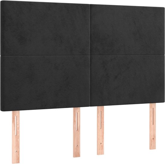 vidaXL Cadre de lit avec tête de lit Velours Noir 140x190 cm - Cadre de lit avec tête de lit - Encadrements de lit avec tête de lit - Lit - Meubles de couchage