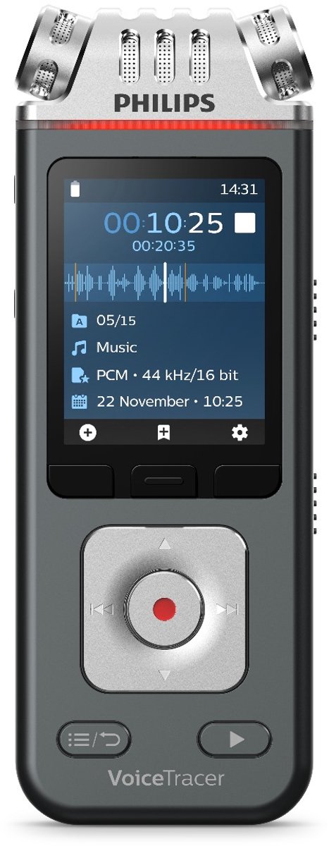 Philips DVT7110 VoiceTracer - Enregistreur Audio Pro Avec 3 Micros Et Appli Smartphone